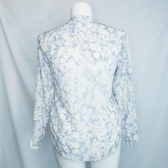 Rebecca Taylor Floral Silk Popover Blouse Top Shirt Size 10 - Picture 4 of 9